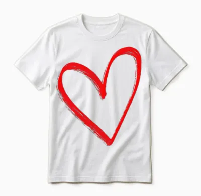 Love Heart Graphic Red Heart Valentine's Day Unisex T-Shirt - White
