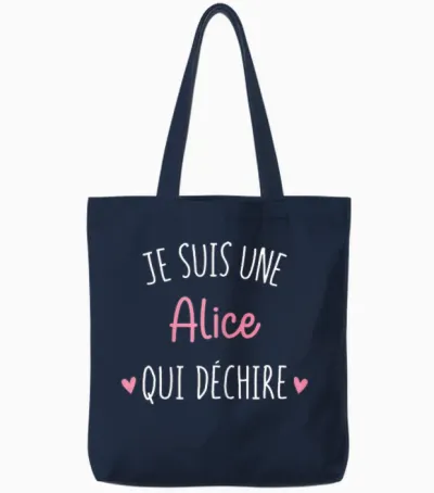 Women's Personalised Gift Alice Who Deschire T-Shirt, Black, Female X-Small Tote Bags - Navy