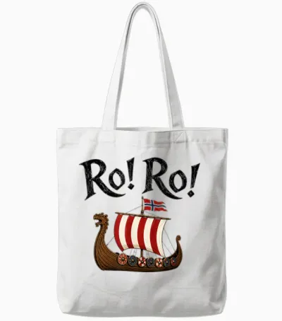 Ro Ro Norwegen Wikinger Schiff Fußball Norwegischer Fan Tote Bags - White