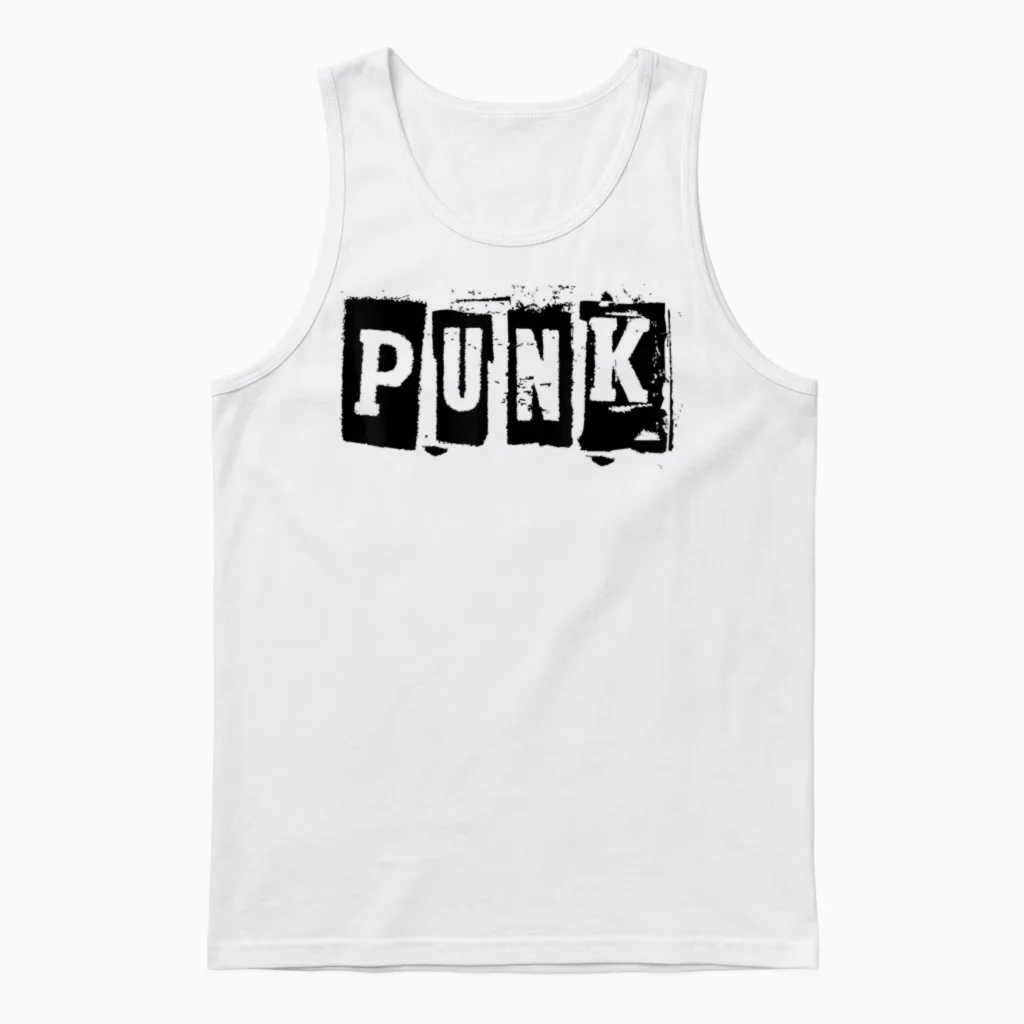 Punk Clothing | Alternative Punk Music Shirt | Punk Rock T-Shirt, White Unisex Tank Top in White