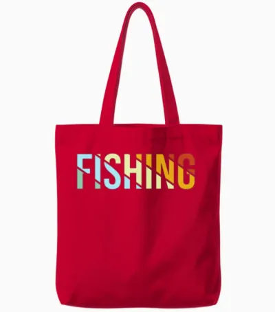 Fishing Retro Tote Bags - Red