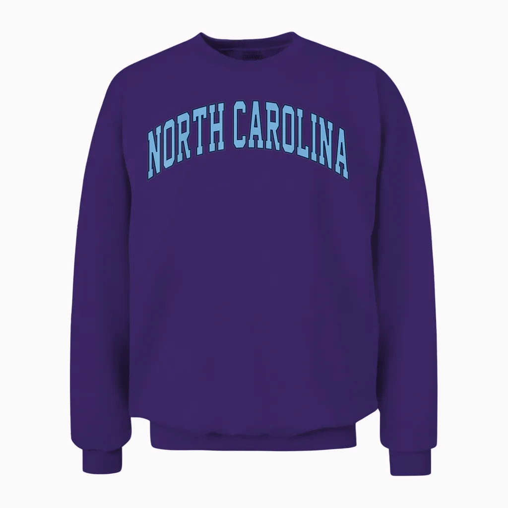 Retro North Carolina Souvenir Simple North Carolina Blue Unisex Sweatshirt in Purple
