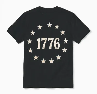 (2 Sides) 1776 We the People 250 Years 1776 2026 4th of July Unisex T-Shirt - Black