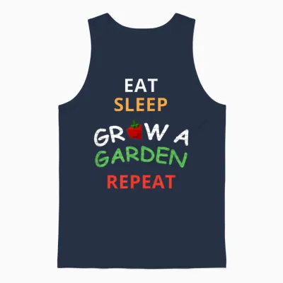 Funny Game Eat Sleep Grow a Garden Repeat Gamer Design Unisex Tank Top - Navy