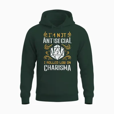 Not Anti Social Low Charisma Funny Rpg Gamer Men Boys Unisex Hoodie - Forest