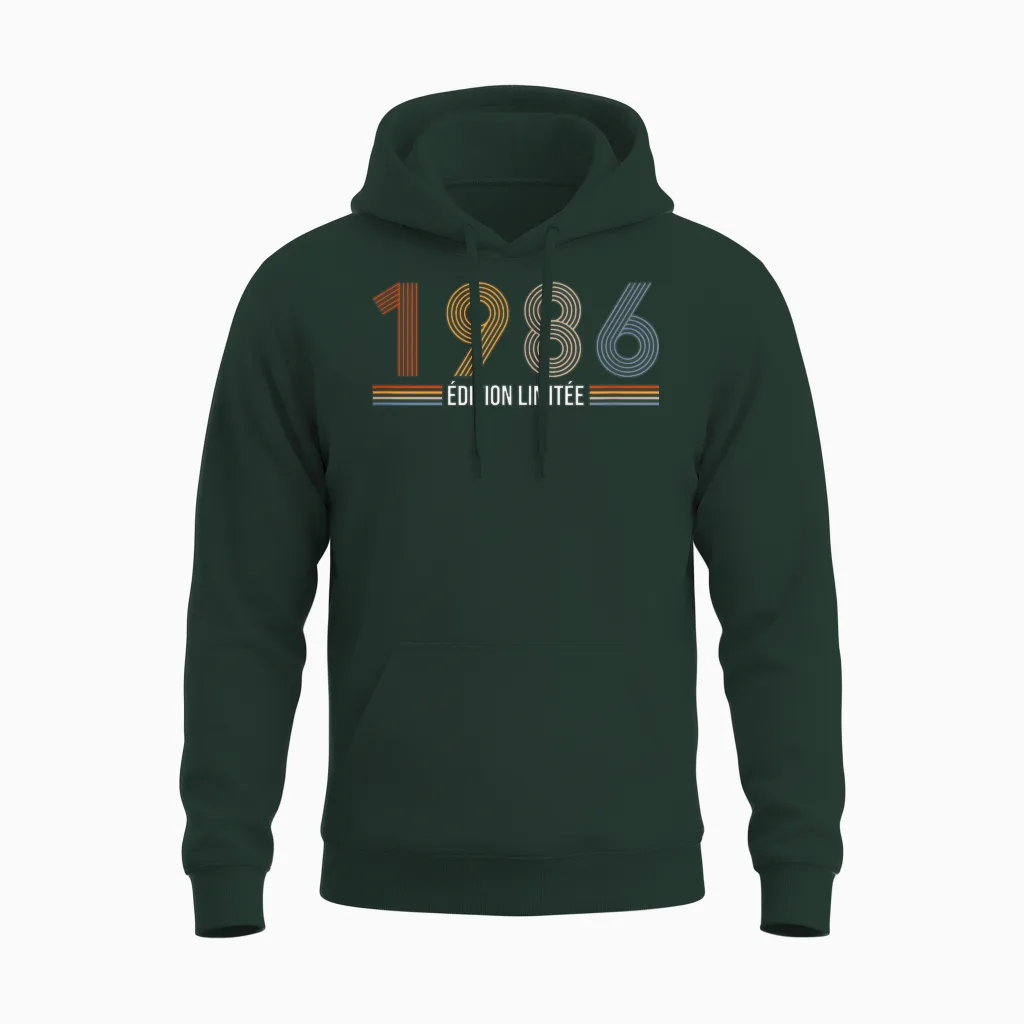 Vintage 1986 Limited Edition 39th Anniversary Retro 39 Years Unisex Hoodie in Forest