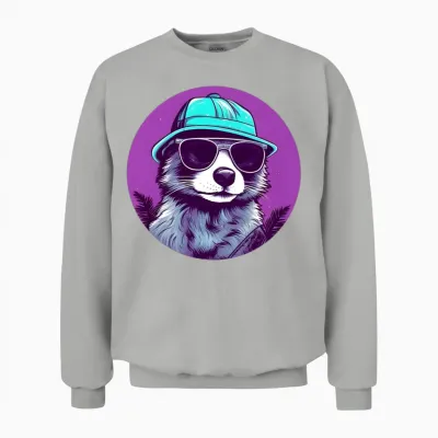 Retro Raccoon Lovers Design Unisex Sweatshirt - Ash