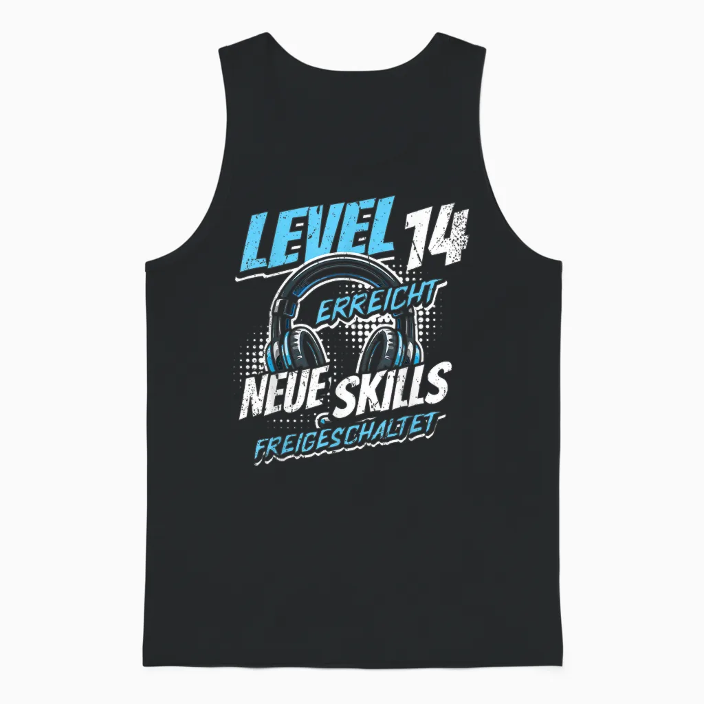14. Geburtstag Jungen Video Gamer Level 14 Erreicht Junge Unisex Tank Top in Black