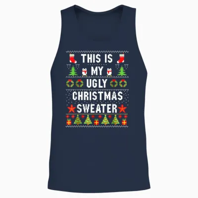 This Is My Its Too Hot Ugly Christmas Sweater Ugly Christmas Unisex Tank Top - Navy
