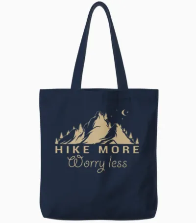 Hike More Worry Less Tote Bags - Navy