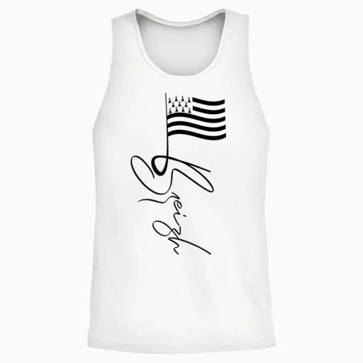 Mast Brittany France Signature Flag Breizh Breton T-Shirt, White, S Unisex Tank Top - White