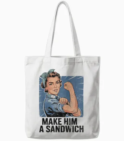 Funny Vintage to Make Him a Sandwich Tote Bags - White