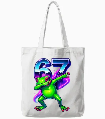 6-7 Meme Dabbing Frog Six Seven Kids Boys Girls 67 Dance Tote Bags - White