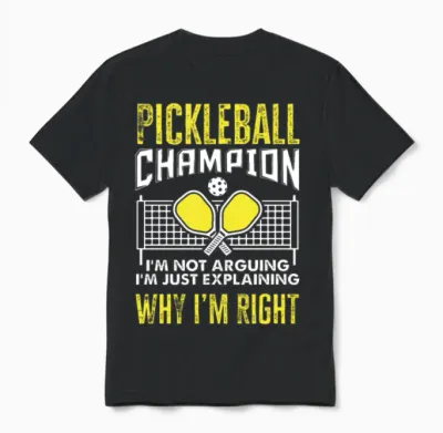 Pickleball Champion Funny Pickleball Gift Unisex T-Shirt - Black