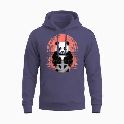 Retro Panda Bär ästhetische Grafik Herren Damen Lustiger Panda Unisex Hoodie - Heather Sport Dark Navy
