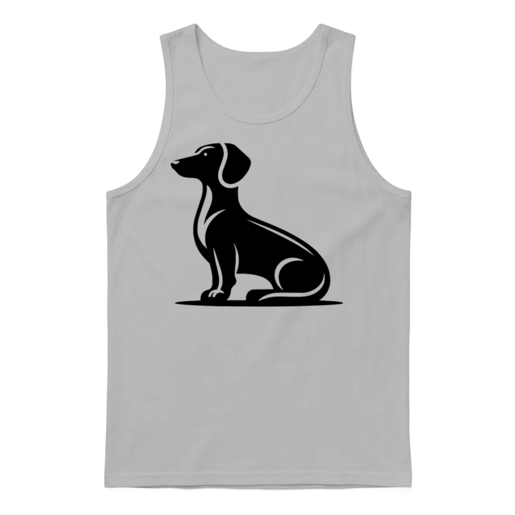 Simple Dog Motif Hunting Dog Silhouette Unisex Tank Top - Ash