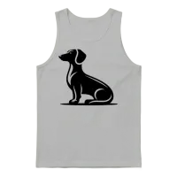 Simple Dog Motif Hunting Dog Silhouette Unisex Tank Top - Ash – 1