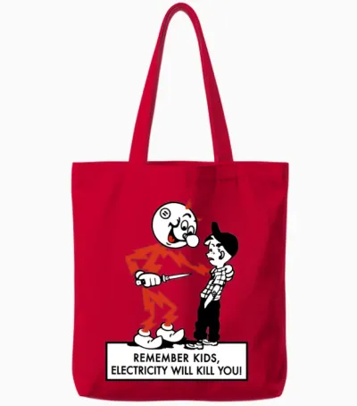Reddy Kilowatt Warning 4 Tote Bags - Red