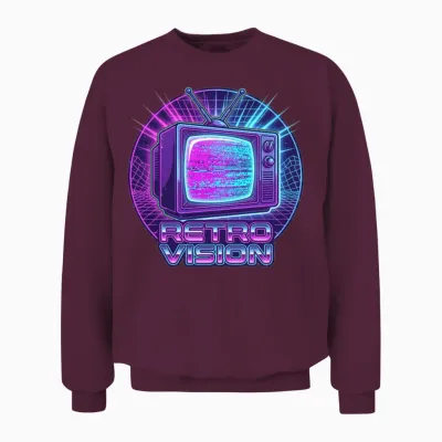 Retro Vision Neon Tv Unisex Sweatshirt - Maroon