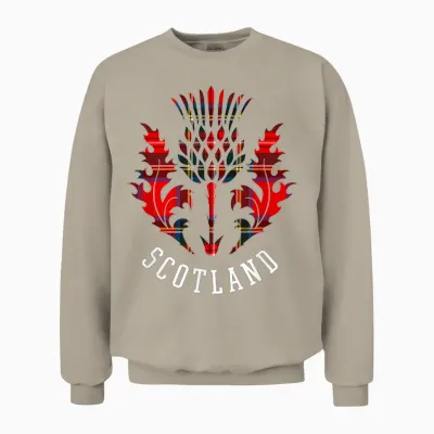 Scottish Scottish Thistle Scottish Emblem of Scotland T-Shirt, Black Unisex Sweatshirt - Sand