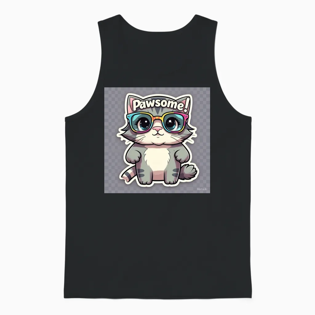 Funny Cat Lover T Shirt , Kitty Meme Tee for Cat Unisex Tank Top in Black