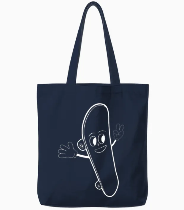 Funny Skateboard Funny Skateboarding Tote Bags in Navy