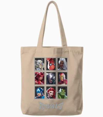 Marvel Rivals Character Grid Tote Bags - Natural