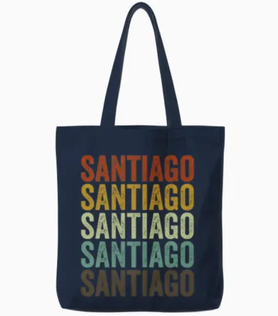 Santiago Chile Retro Vintage Tote Bags - Navy