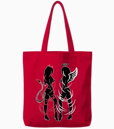 Sexy Duality Symbol Devil and Angel Girls Tote Bags - Red
