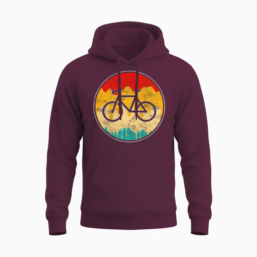 Cycling Retro Unisex Hoodie in Maroon