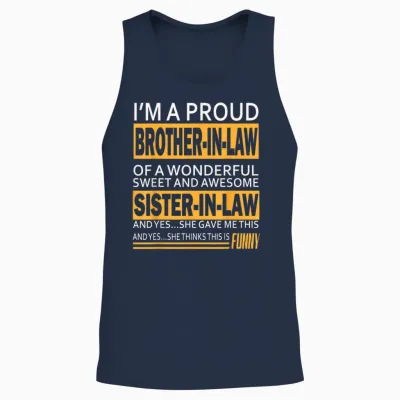 Funny Proud Brother in Law Gifts from Sister in Law Birthday Unisex Tank Top - Navy