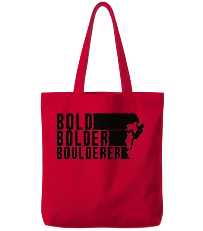 Bold Bolder Boulderer Boulder Bouldering Tote Bags - Red