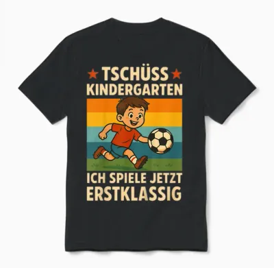 Kinder Einschulung Junge Fußball Schulkind Kindergartenabgänger Unisex T-Shirt - Black