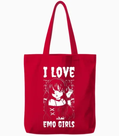 I Love Emo Girls Tote Bags - Red