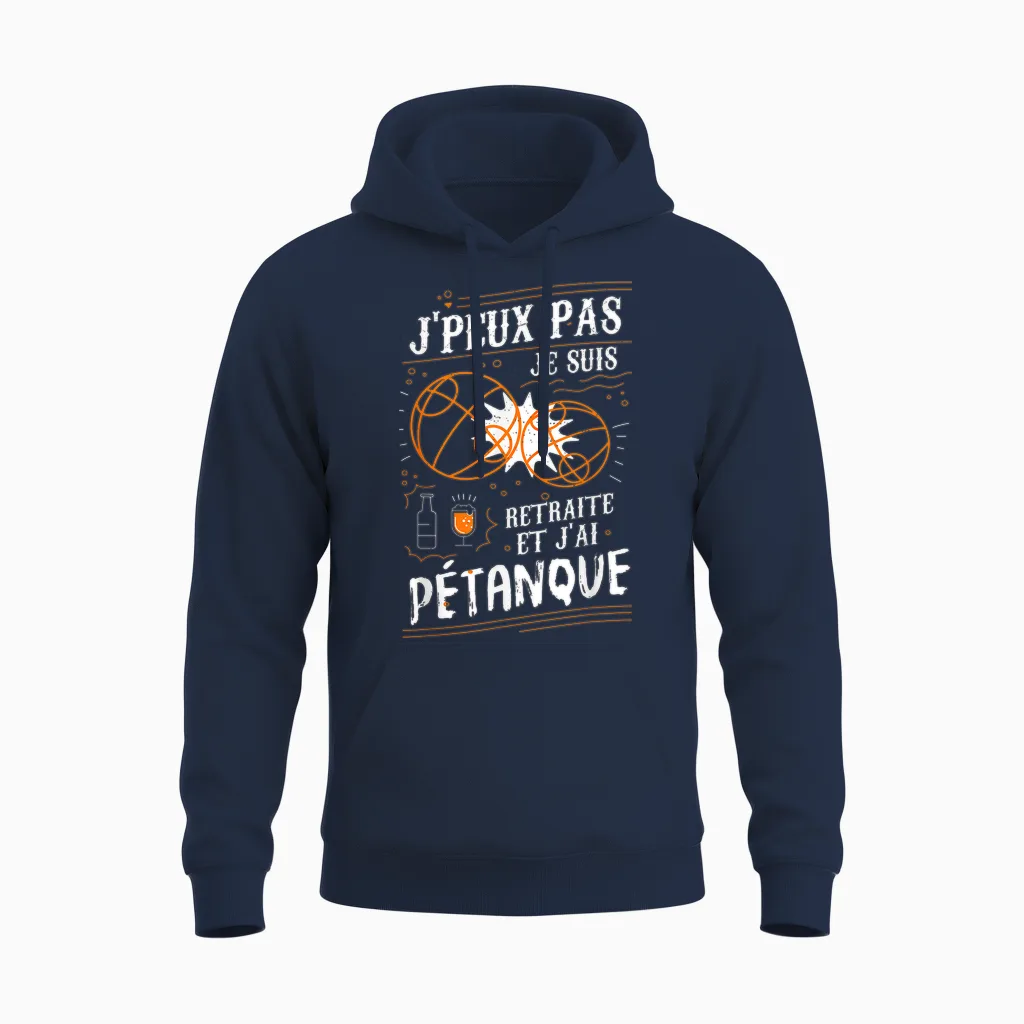 I Can't I'm Retired and I Have Pétanque Unisex Hoodie in Navy