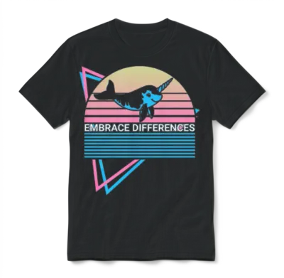 Narwhal Retro Unisex T-Shirt - Black