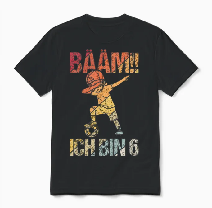 Bääm Ich Bin 6 Dabbing Geburtstagsshirt 6 Jahre Jungs Unisex T-Shirt in Black