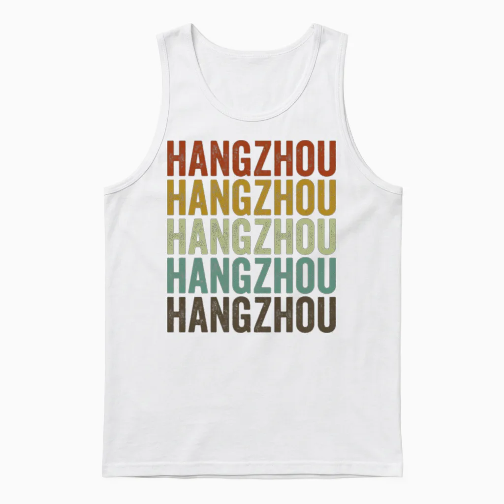 Hangzhou China Retro Vintage Unisex Tank Top - White
