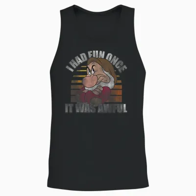 Disney Snow White Grumpy I Had Fun Once It Was Awful T-Shirt Small Unisex Tank Top - Black