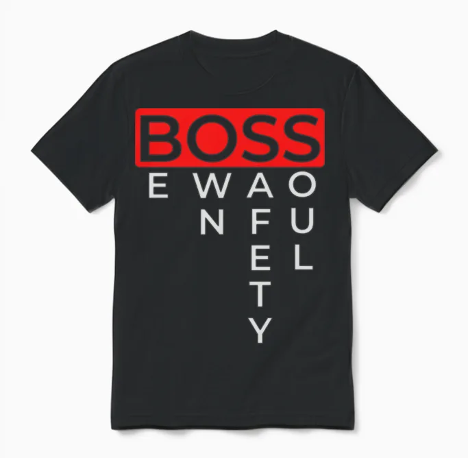 Boss Logo Funny Unisex T-Shirt in Black