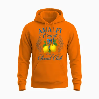 Amalfi Coast Italy Social Club Lemons with Bow Retro Unisex Hoodie - Safety Orange