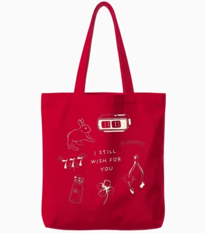 Wishbone - Eleven Eleven Graphic - Lucky Charm Collage Tote Bags - Red