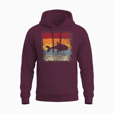 Fish Retro Unisex Hoodie - Maroon