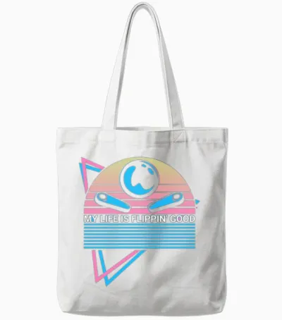 Pinball Machine Retro Tote Bags - White