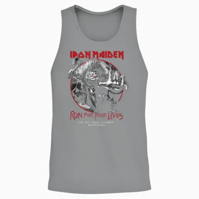 Iron Maiden Run for Your Lives Tour 2026 Lisbon Unisex Tank Top - Sport Grey
