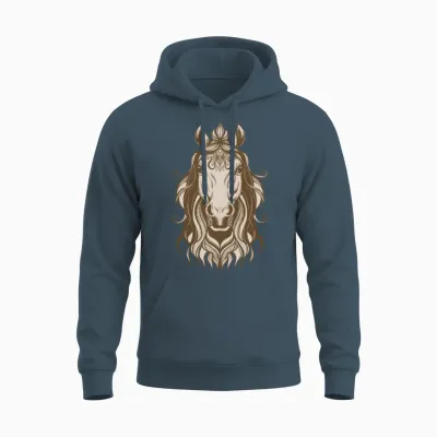 Horse Head Design Unisex Hoodie - Dark Heather