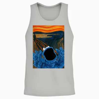 Sesame Street Cookie Monster the Scream Art Unisex Tank Top - Ash