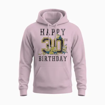 Despicable Me Minions Happy 30th Birthday T-Shirt, Black, S Unisex Hoodie - Light Pink