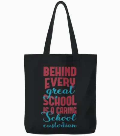 School Custodian Funny Tote Bags - Black