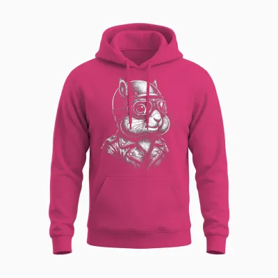 Animal Retro Biker écureuil Moto Rider Unisex Hoodie - Heliconia